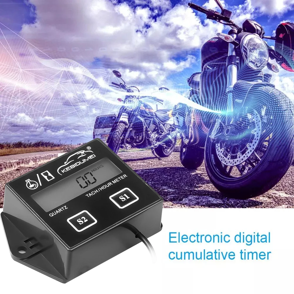 Digital Engine Tach Hour Meter Tachometer Gauge Engine RPM LCD Display For Motorcycle Motor Stroke Engine Car Boat