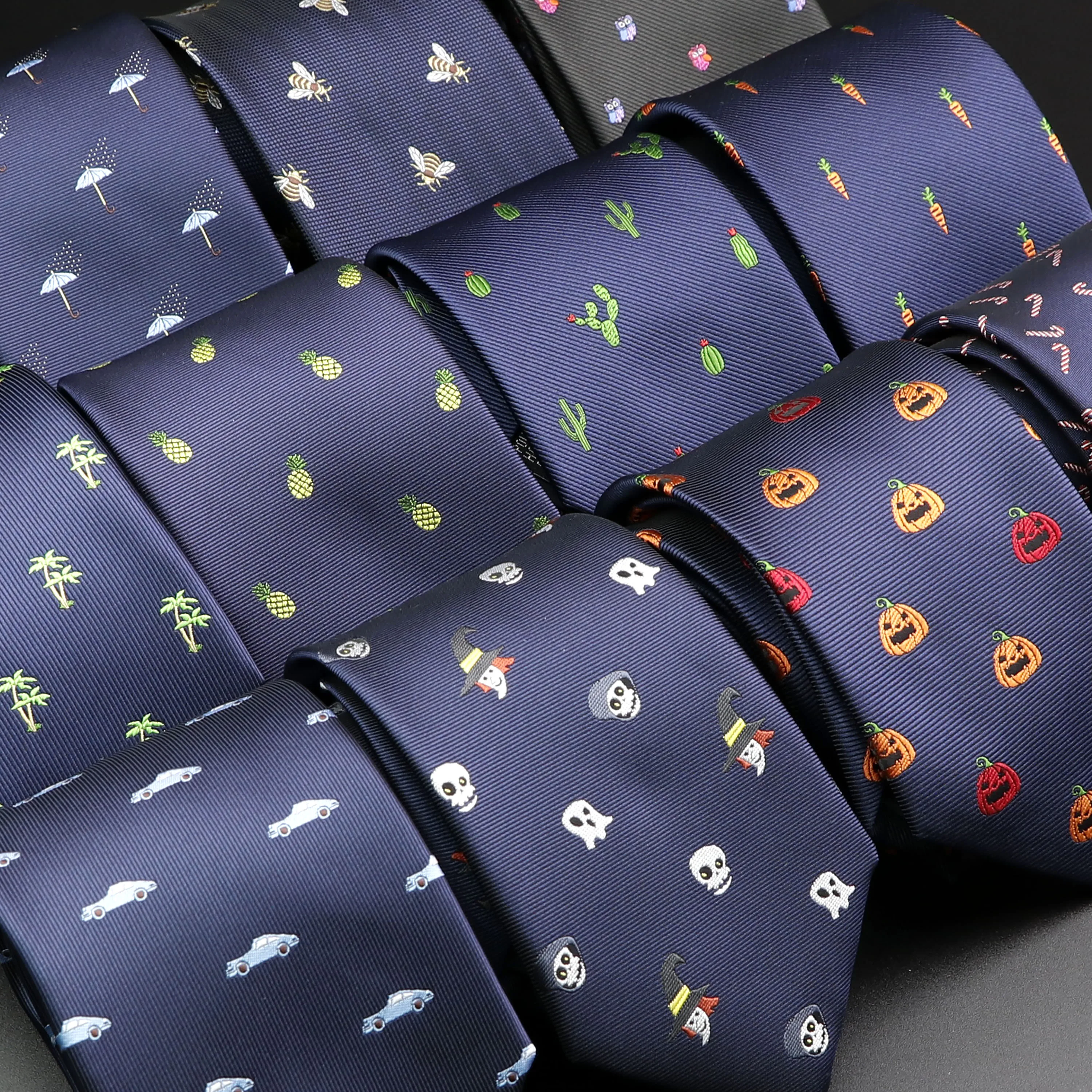 New Men\'s Tie Classic Skull Animal Fruits Floral Pattern 8cm Jacquard Necktie Accessories Daily Wear Cravat Wedding Party Gift