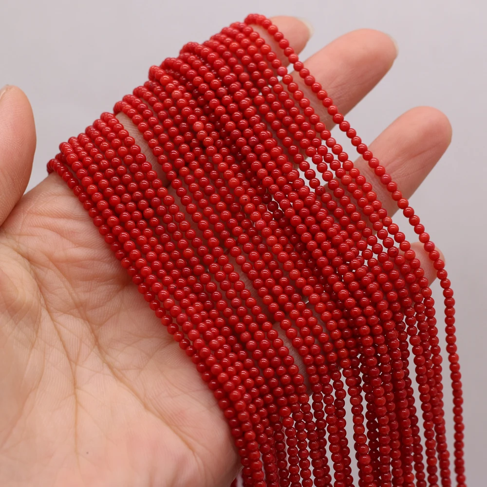 Natural Coral Beads Small Round Shaped red Color Loose Spacer Coral Beaded For Jewelry Making DIY Bracelet Necklace Accessories