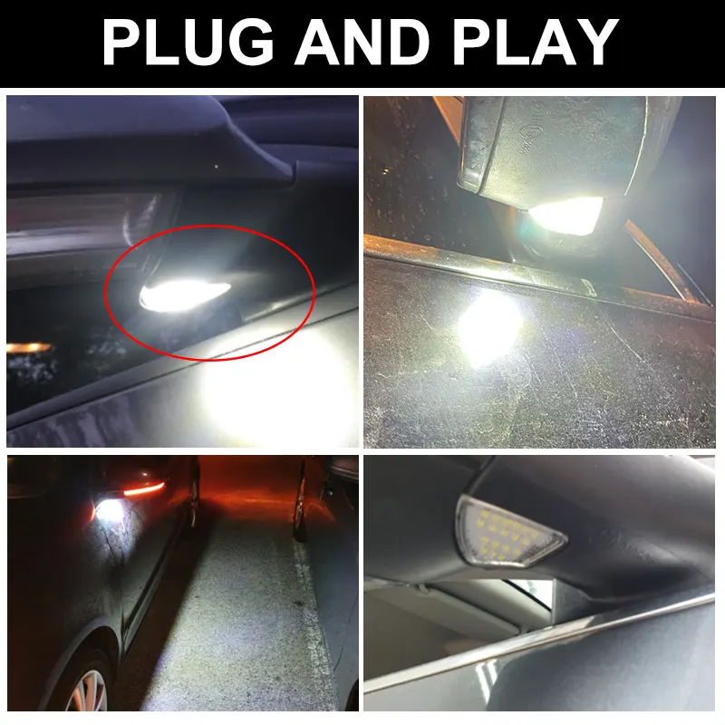 2pcs Error Free LED Under Mirror Light Puddle Lamp for VW Golf 5 MK5 Variant R32 GTI MK5 EOS Sharan 03-10 OEM#3C0945291