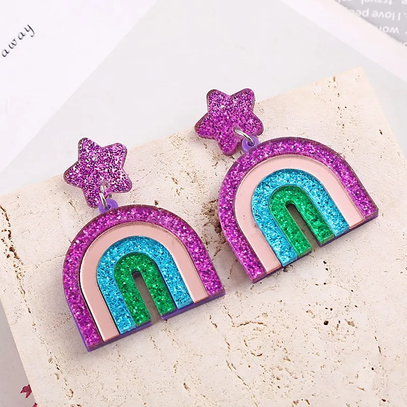 YAOLOGE Exaggerated Colorful Geometric Drop Earrings For Women Acrylic Earrings 2021 Trendy Party Gift Jewelry aretes de mujer