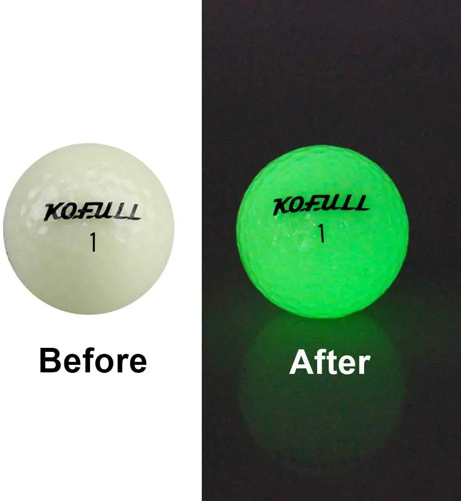 Bolas de golfe de brilho para esportes noturnos Bola de golfe noturna Brilho fluorescente no escuro Bola brilhante de longa duração, 6 pacotes