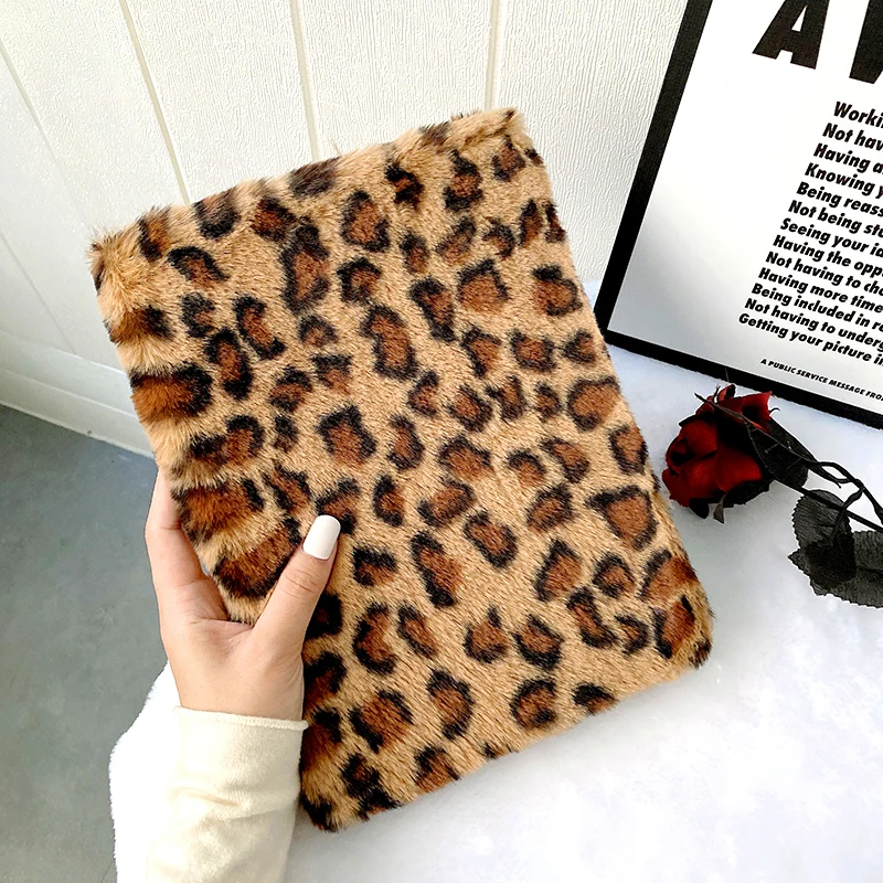 

For iPad Pro 11 2021 Warm Fluffy Leopard Hair Silicon Back Cover For iPad Air 4 2020 iPad 9.7 5/6th Air 2/3 10.5 Mini 1 2 3 4 5