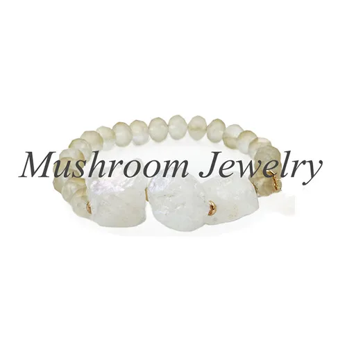 Larger Quartz Crystal bead Nugget Big Stone Crystal Bead Stretch Bracelet