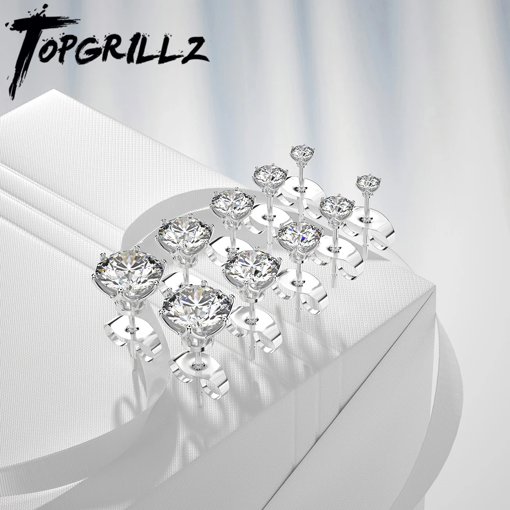 TOPGRILLZ 2021 New 0.1-2 Carat D Color VVS1 Moissanite Stud Earrings High Quality 925 Sterling Silver Fine Jewelry For Wedding