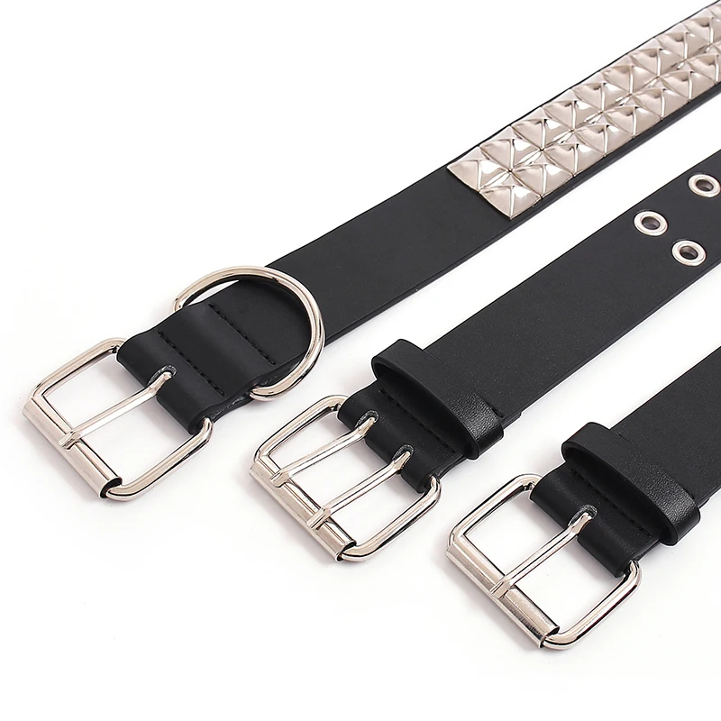 Black Fashion Rivet Belt Men&Women\'s Studded Belt Punk With Pin Buckle Free Shipping Black Fashion Rhinestone Rivet