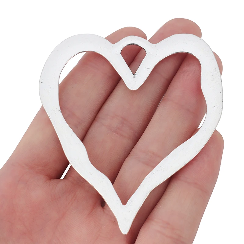 2pcs Large Abstract Heart Charms Pendants for Necklace Jewelry Making Findings Gifts 76x67mm