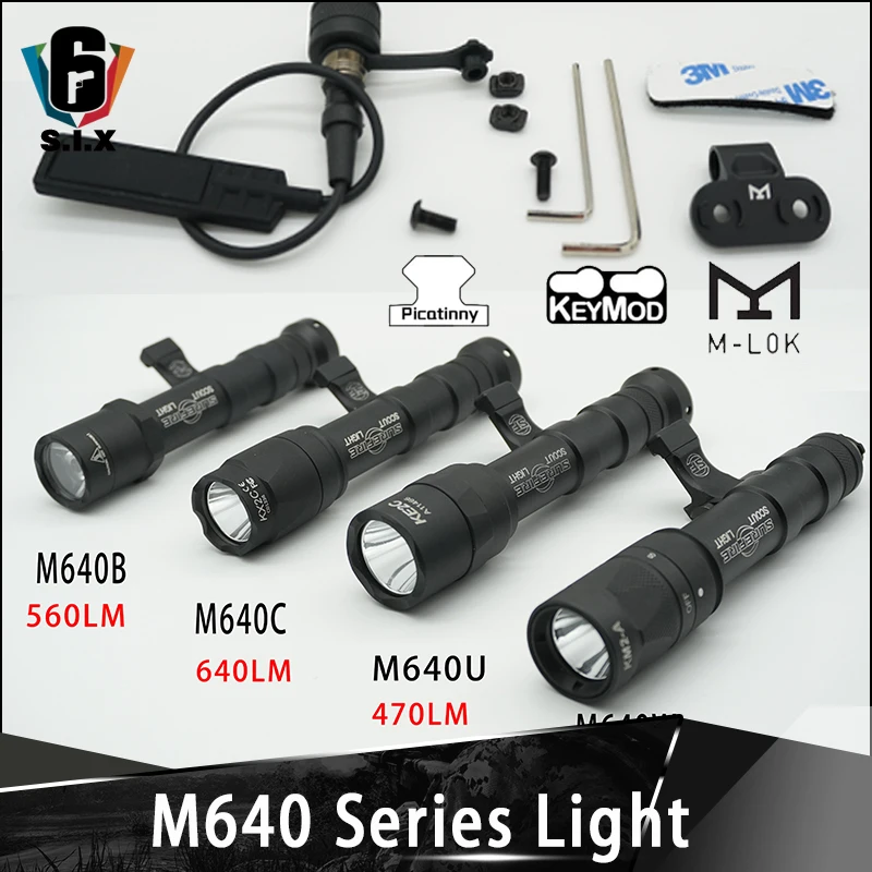 

Surefir M640 M640B M640W M640C M640U M640V Tactical Flashlight Strobe Airsoft Scout Light Hunting WeaponLight Mlok Keymod Rail