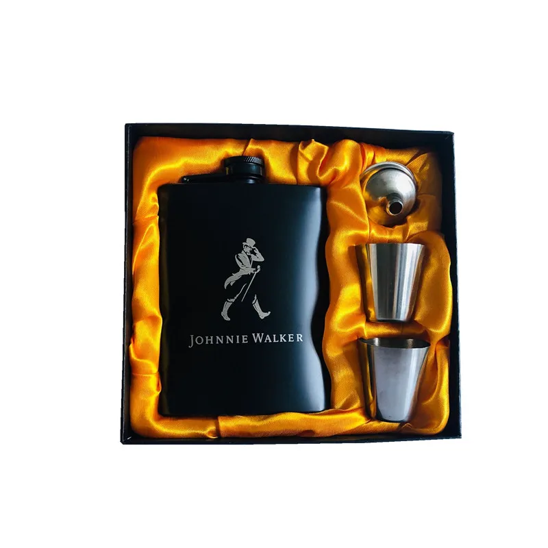 8oz 304 Stainless Steel Whisky Bottle Vodkal Hip Flask Moscow Alcohol Funnel Liquor Pocket Flagon Waker Print Gift Box Set