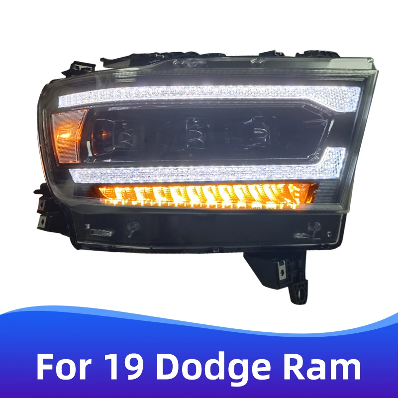 For 2019 Dodge RAM1500 headlight assembly modified full LED lens streamer daytime running light turn signal