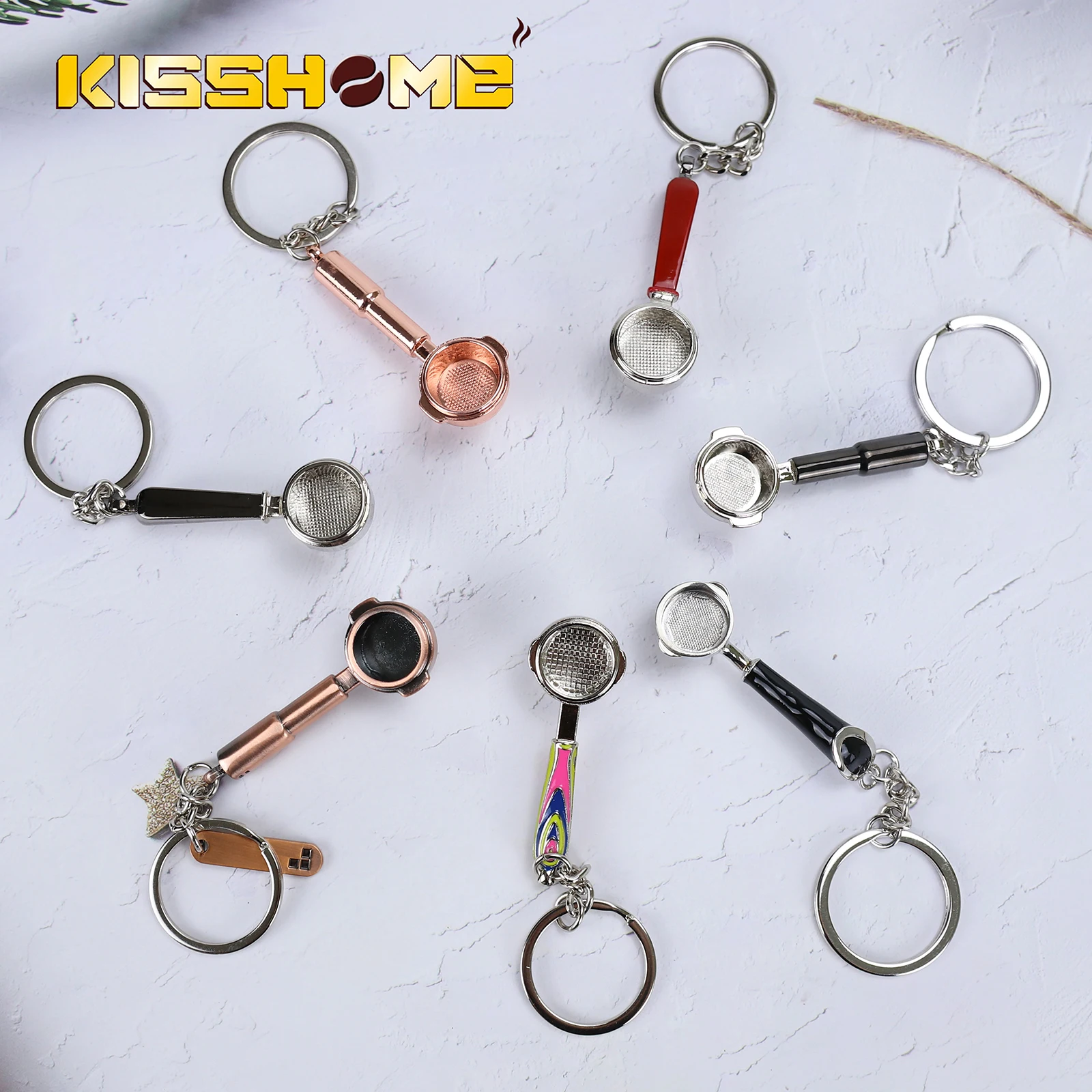 Creative Mini Coffee Portafilter Keychain Coffee Tamper Milk Jug Cafe Gift Lovers Barista Keyring Gift Espresso Accessories