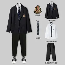 Primavera autunno DK Suit Mens Suit coreano Loose Student Jk Uniform Class Uniform College set cappotto Casual abiti da lavoro per uomo