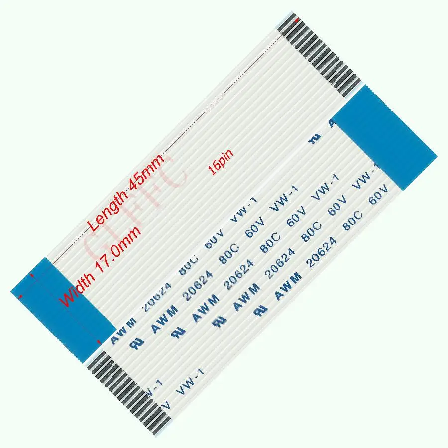 16pin 1.0 الملعب 45 مللي متر-200 مللي متر B-نوع مرنة سلك مسطح FFC awm 20624 ROHS ل TTL LCD DVD الكمبيوتر