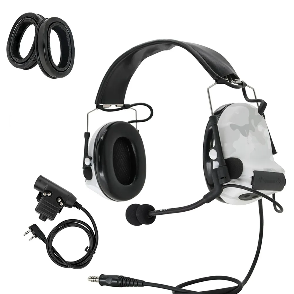 Pick-up Airsoft tactique, réduction du bruit, écouteurs de Protection auditive pour tir (Camouflage blanc)