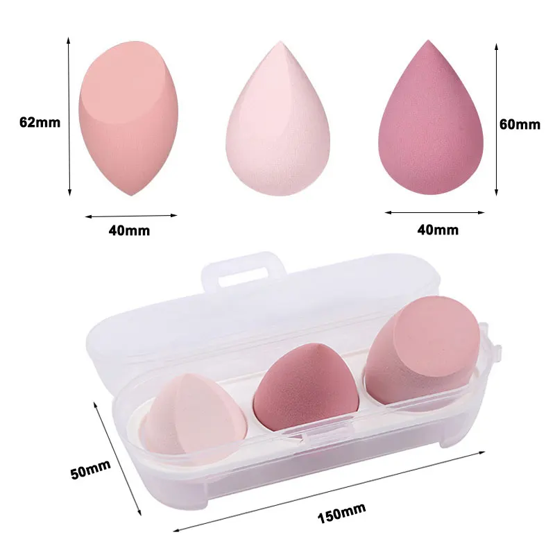 3/4 Piece Set Of Makeup Sponge Puff Healthy Latex Soft Sponge Wet And Dry Set Beveled Beauty Makeup Tool Beauty Egg