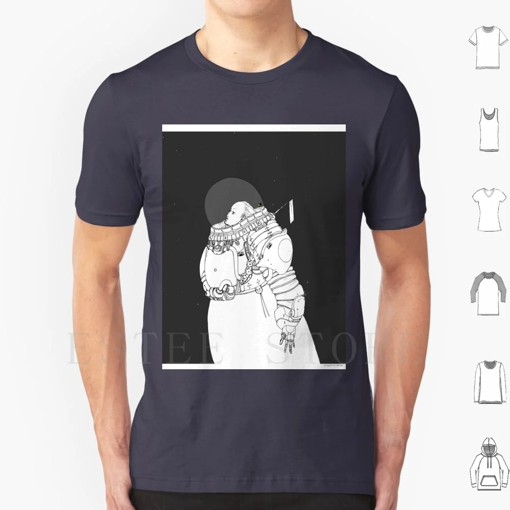 Space T Shirt Men Cotton 6xl Beauty Science Fiction Sci Fi Stars Space Galaxy Robot Astronaut Japanese Black And White Universe