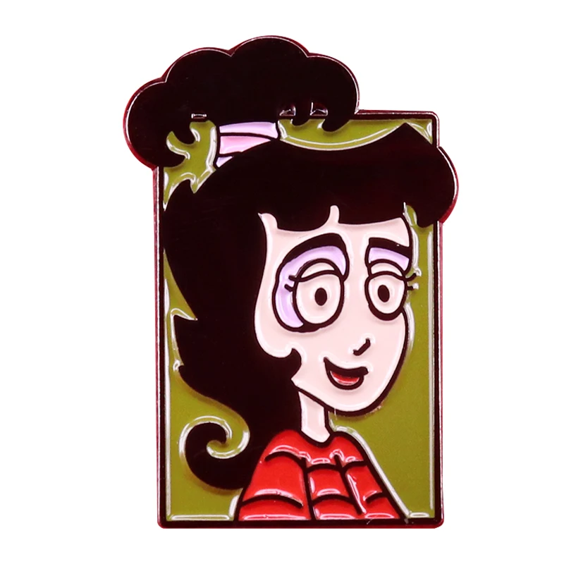 Lydia Deetz cartoon pin strange and unusual teen queen brooch