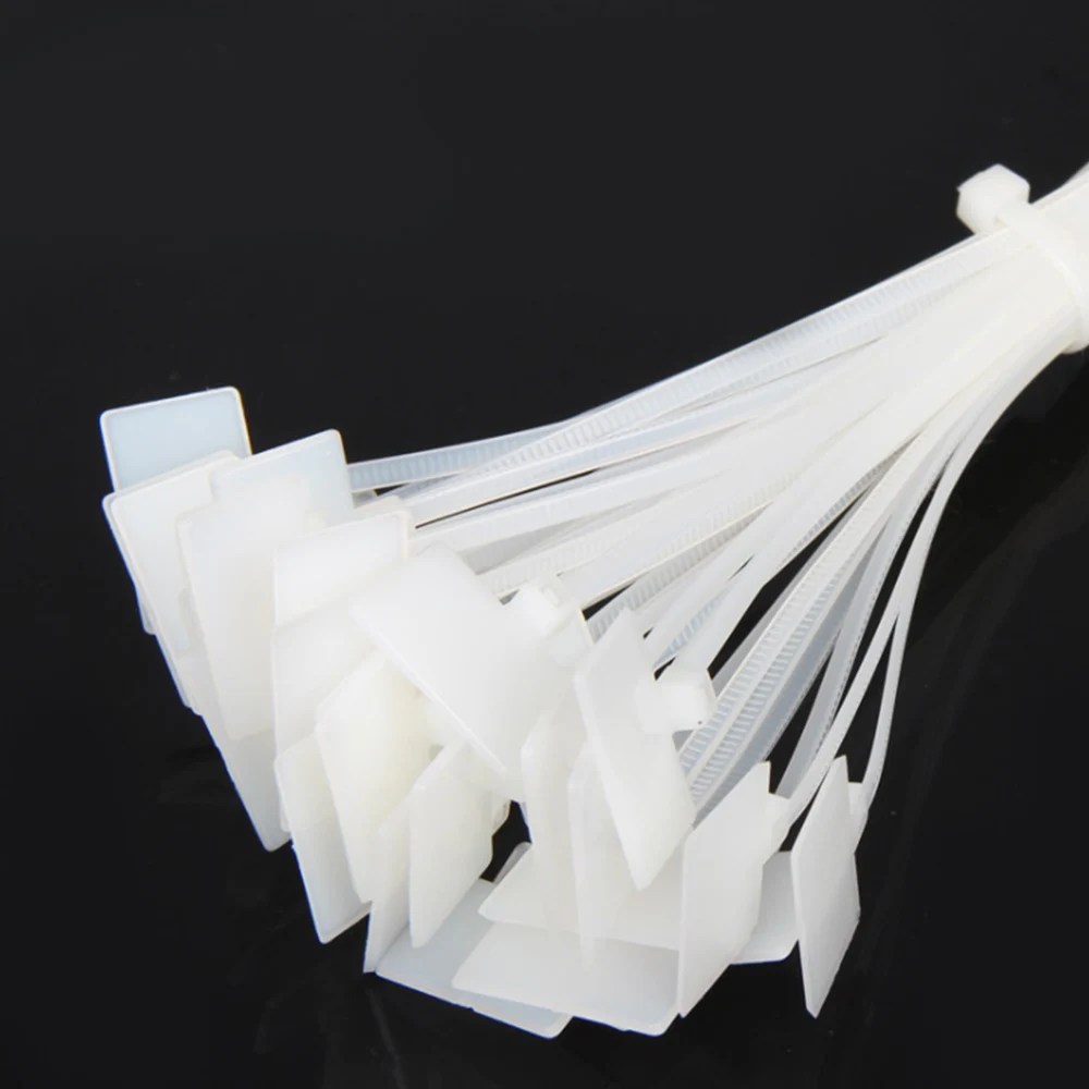 100PCS Easy to Mark Nylon Cable Tags, 3x100mm, 4x100mm, 4x150mm, Plastic Loop Ties, Self-Locking Zipper Ties, 200 Pieces