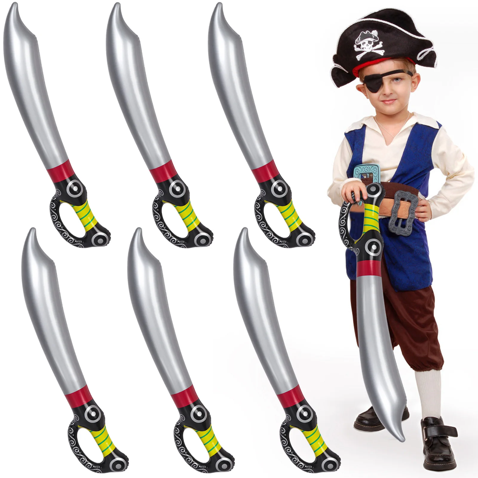 6pcs Inflatable Outdoor Fun Game Playing Birthday Party Favors Pirate Toy Sword Stage Props Inflated PVC Children Cosplay Random
