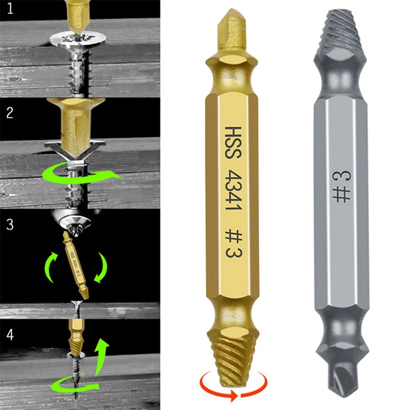 5pcs/set Material Damaged Screw Extractor Drill Bits Guide Set Broken Speed Out Easy out Bolt Stud Stripped Screw Remover Tool