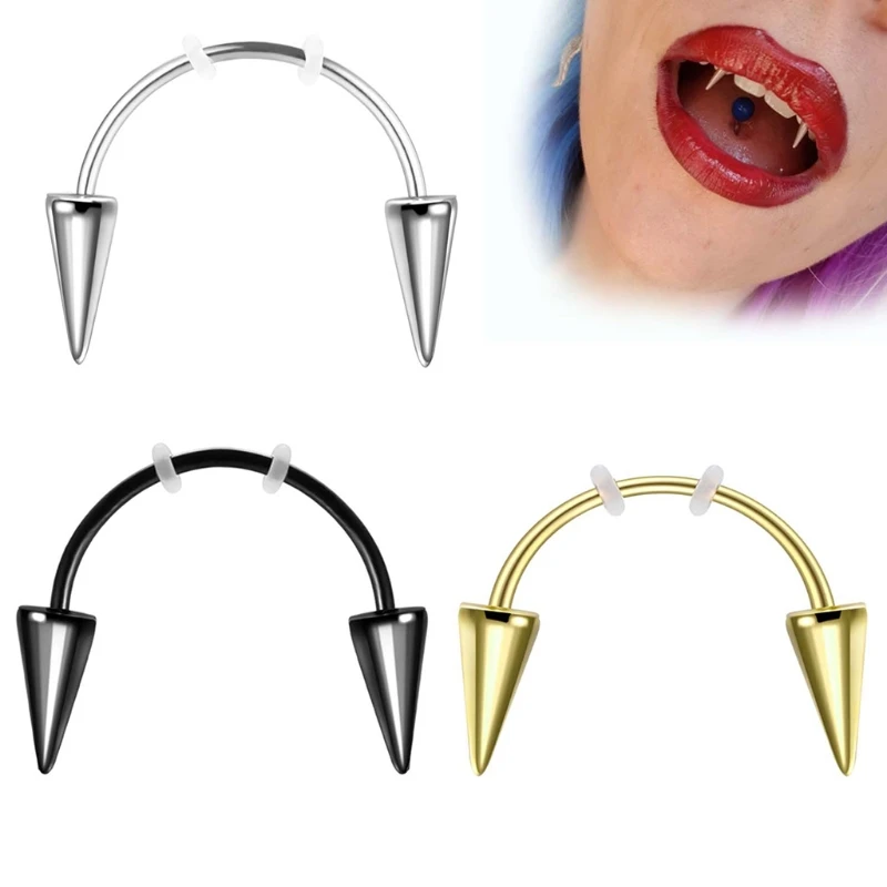 Stainless Steel Lip Teeth Piercing Tooth C-Shape Lips Hoop Rings Teeth Decor Dropship