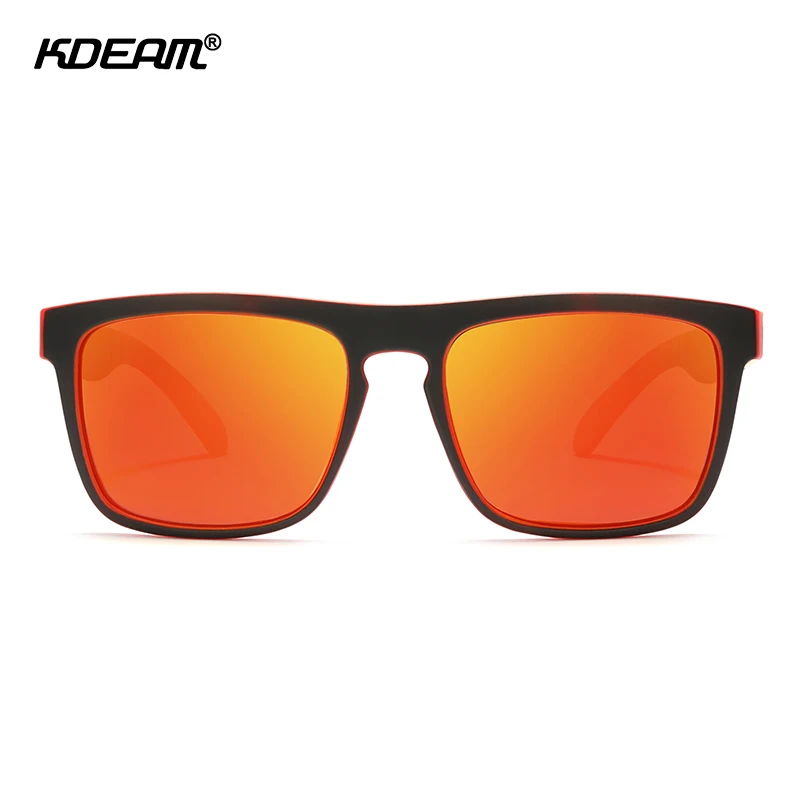 KDEAM Flat Top Polarized Men Sunglasses Square Unrivaled Colors Mirror Sunglass Casual Shades With Hard Case Category 3