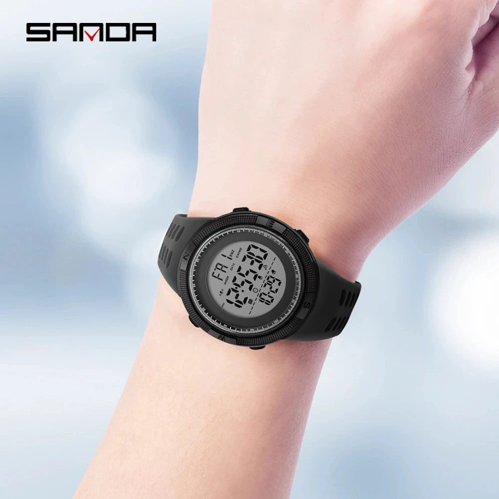 SANDA Countdown Stopwatch Sport Mens Watches Top Brand Luxury Men Wrist Watch 50M Waterproof LED Electronic Digital Male Watch