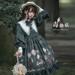 [Fungo velenoso] abito gotico Lolita OP Dark splendido Vintage semplice Lolita Alice Rabbit Tea Party abito quotidiano fiaba