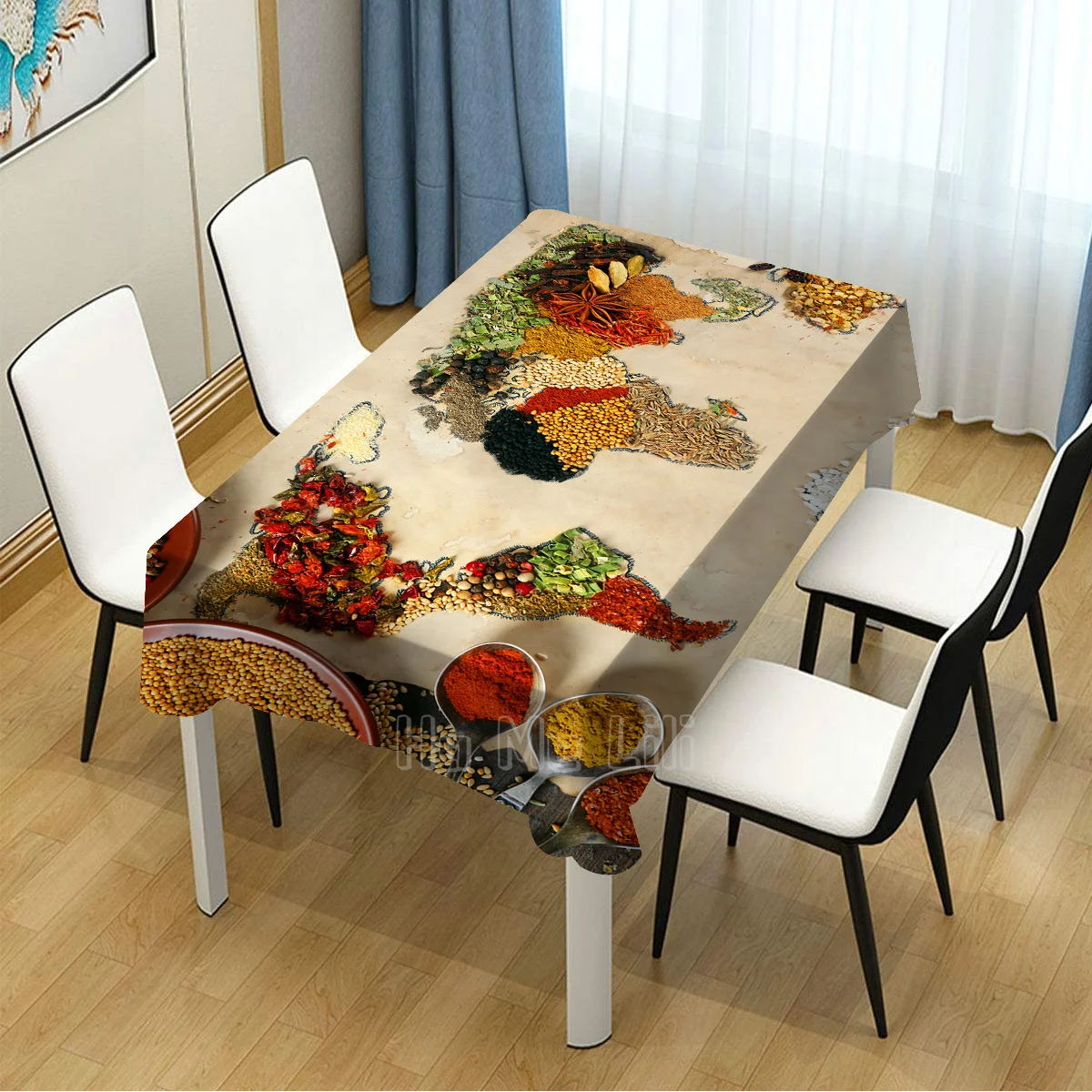 Spicy Vegetables Local Ingredients Map Of The World Best Culinary Countries Table Cloth By Ho Me Lili