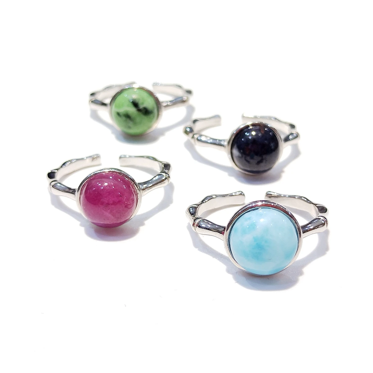 

Lii Ji Real Gemstone Rings Larimar Ruby Sapphire Anyolite 925 Sterling Silver Finger Adjustable Ring Women Jewelry Holiday Gift