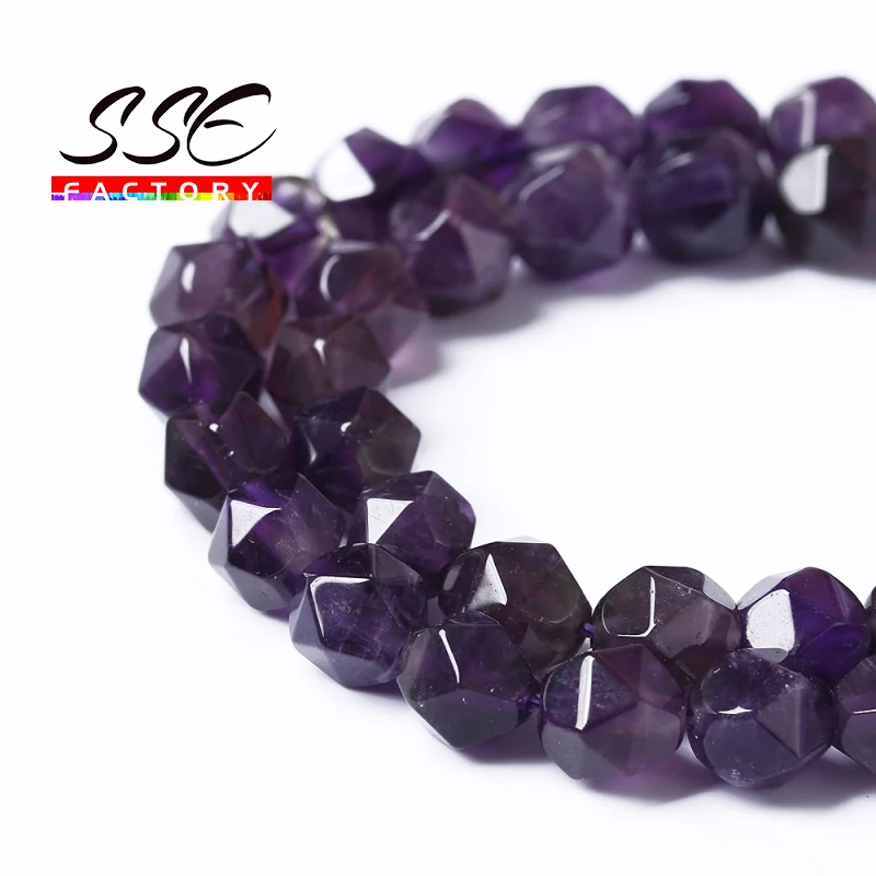 

Natural Purple Amethysts Beads Faceted Amethysts Quartz Loose Beads 6 8 10 12 MM DIY Bracelet Necklace Jewerly Making 15"inches