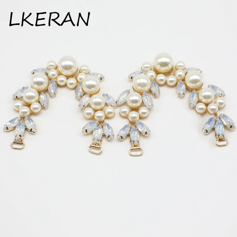 2020 New 1 Pair/bag 15.8cm Pearl shoes Connectors / Buckle for Milky crystal DIY Shoes Flower Decoration Accessoriess