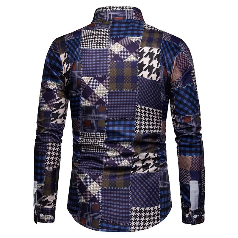 

New 2022 Casual Colorful Plaid Men Shirt Slim Fit Lapel Collar Shirt Long Sleeve Dress Shirts Male Tops Clothing High Quality