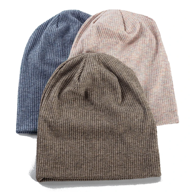 Knitted Hat For Women Plain Color Ribbed Beanies&Skullies Hats Men Baggy Casual Caps Unisex Fashion Warm Beanie Bonnets