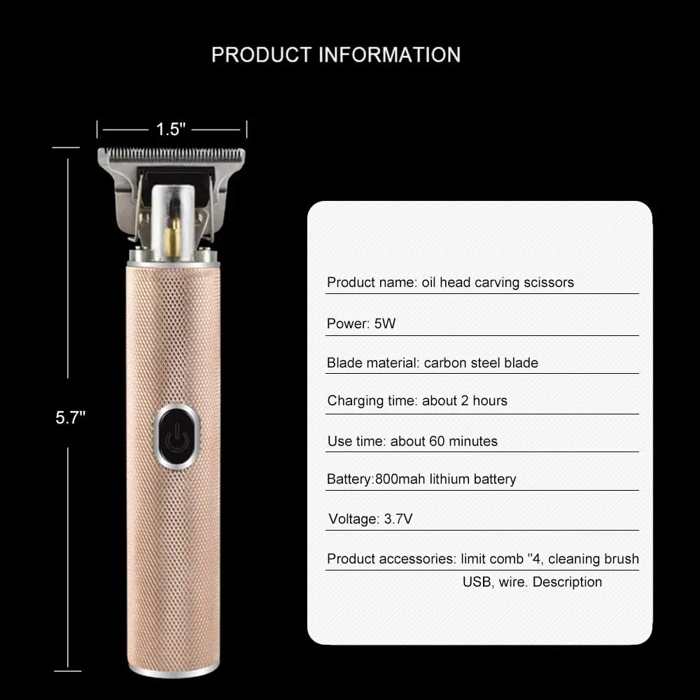 USB ไฟฟ้า Clippers Trimmers สำหรับเครื่องโกนหนวดเคราผู้ชายผู้ใหญ่เด็กไร้สายชาร์จเครื่องตัดผม Professional