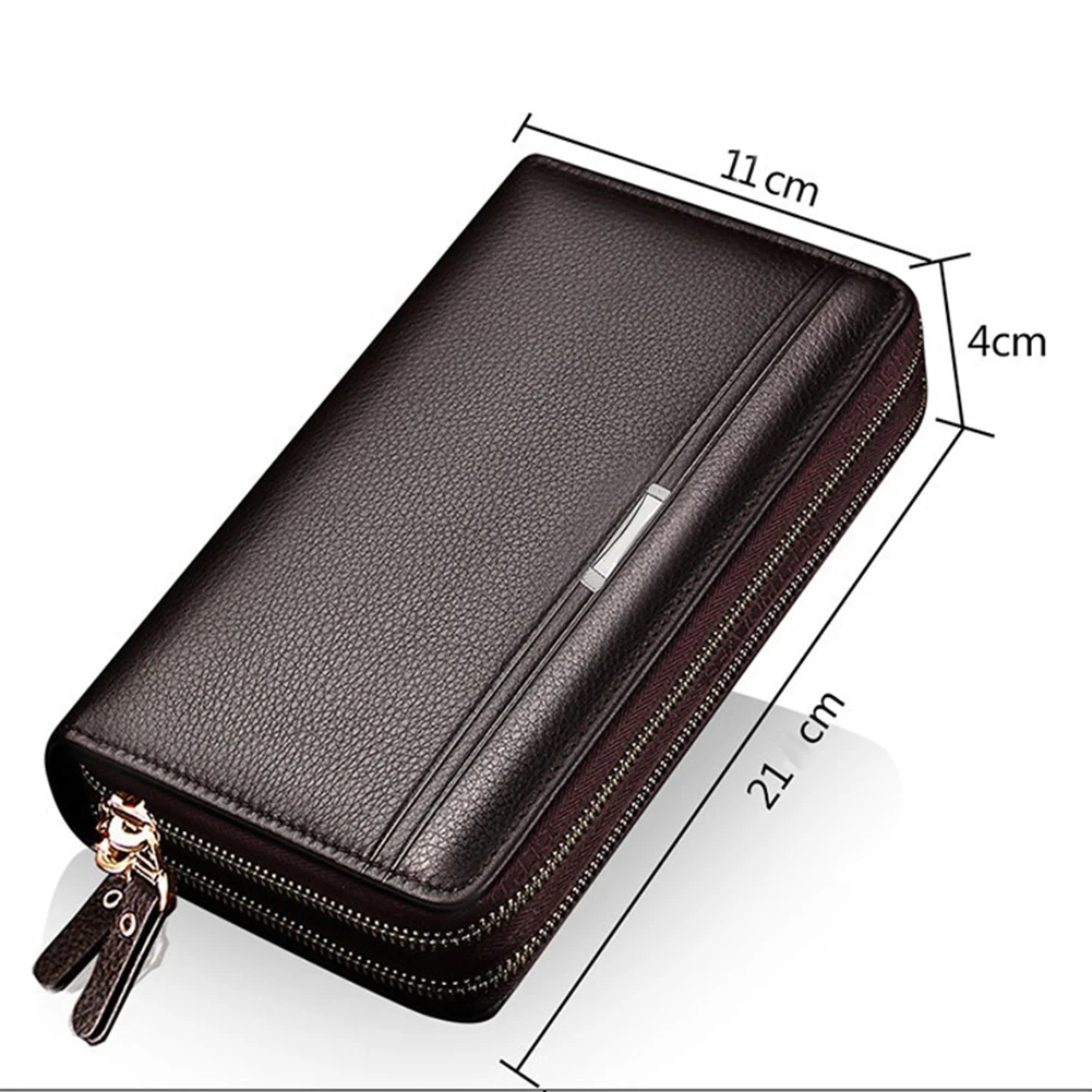 Cartera de piel sintética para hombre, bolso de mano de gran capacidad, tarjetero largo, 2020