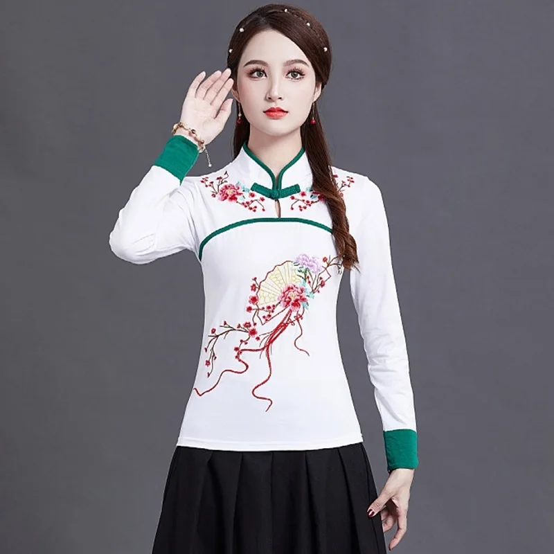 New elegant vintage Women Chinese Traditional Cotton Linen Blouse New Classic Shirt Tang Clothing Tops V1448
