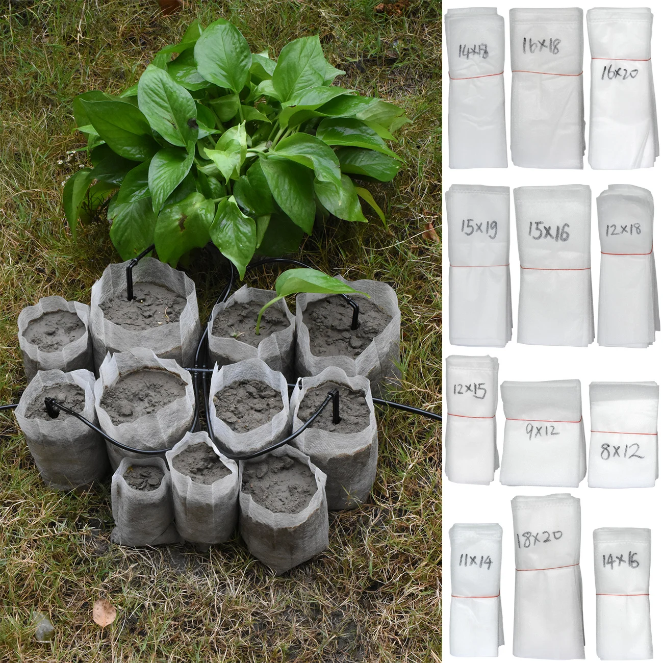 50-100PCS Grow Bags for Plants Seedling Mushroom Biodegradable Non-Woven Nursery Fabric Pots Eco-Friendly Aeration Greenhouse