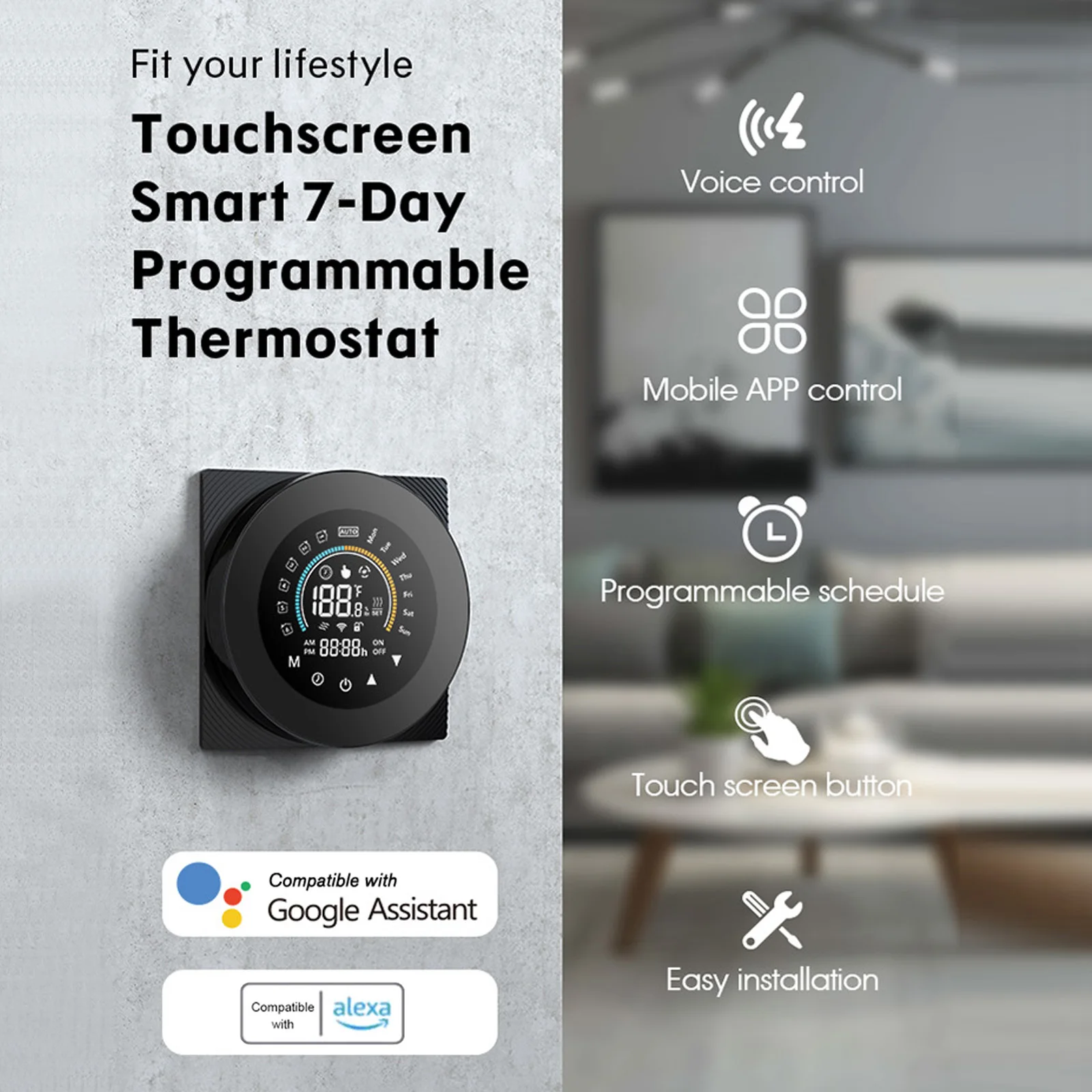 

Tuya WiFi Smart Thermostat, Electric Floor Heating Water/Gas Boiler Temperature Remote Controller for Google Home Alexa Dropship