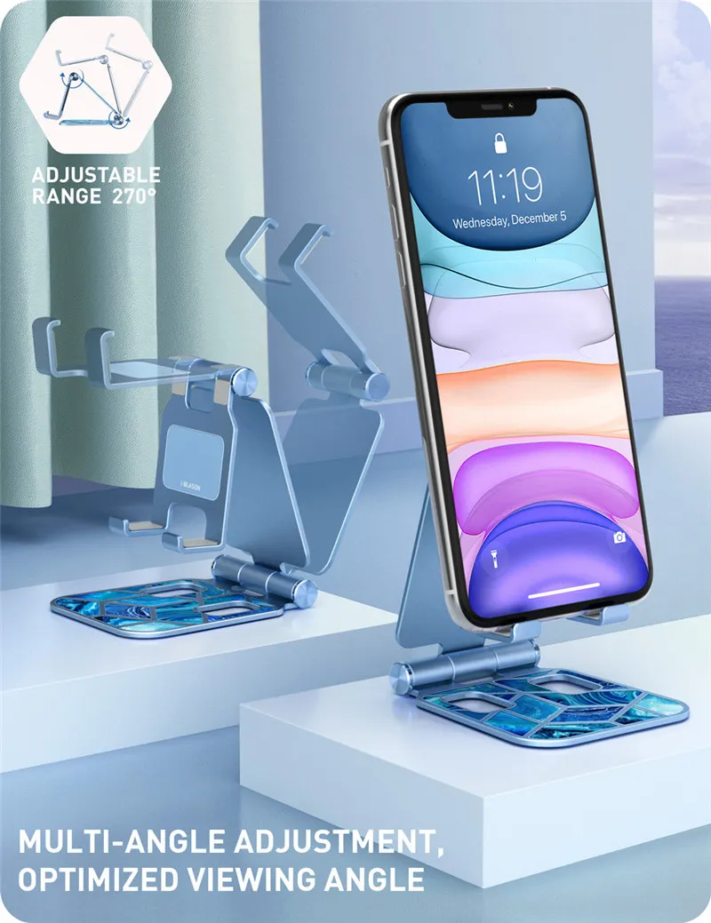 Adjustable Cell Phone Stand Holder I-Blason Phone Dock Multi Angle Compatible with Smart Phone For iPhone For Android Smartphone