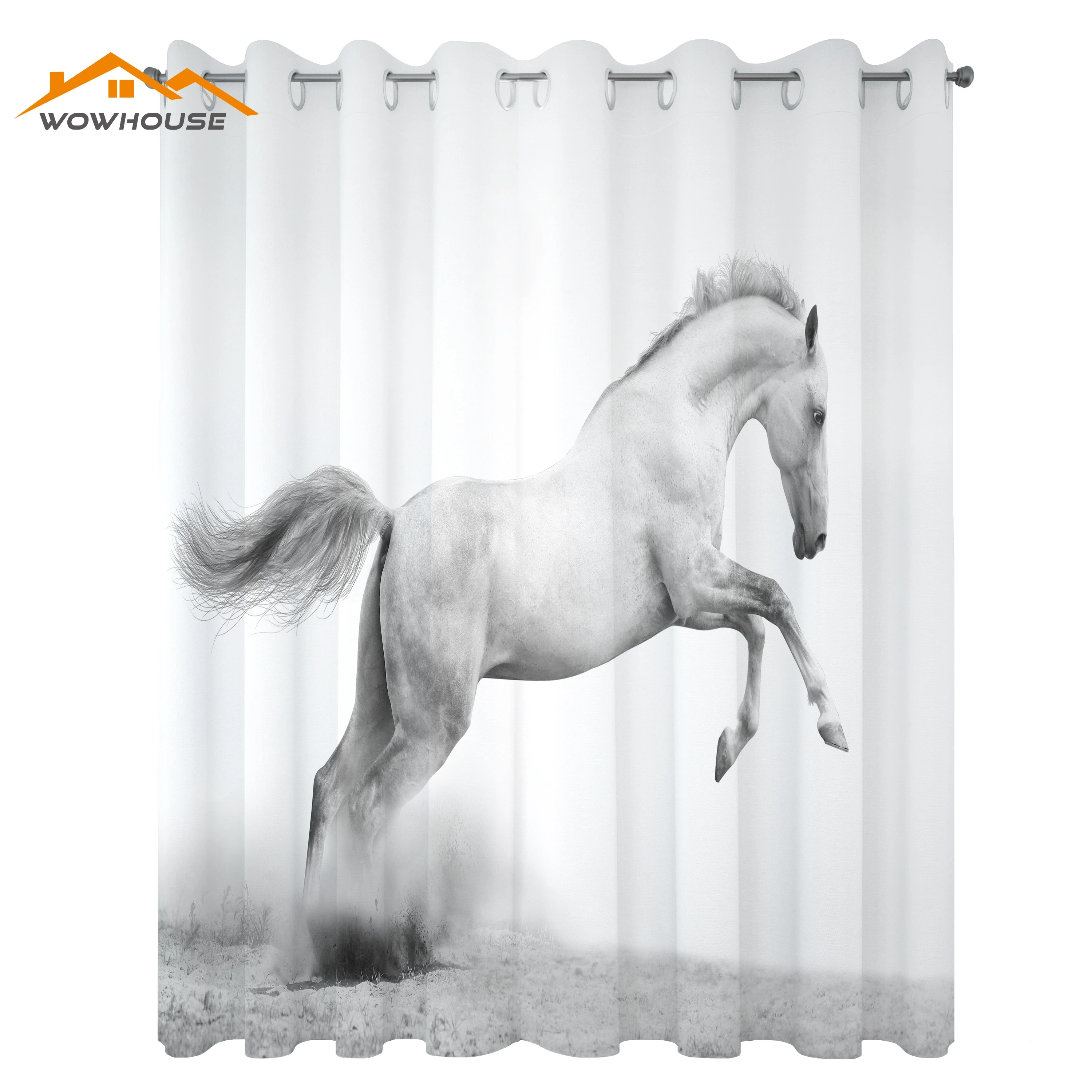 Horses Window Curtains Horse Power on The Sand Tropic Gulf Island National Seashore Florida Plants Landscape Art Living Room Bed