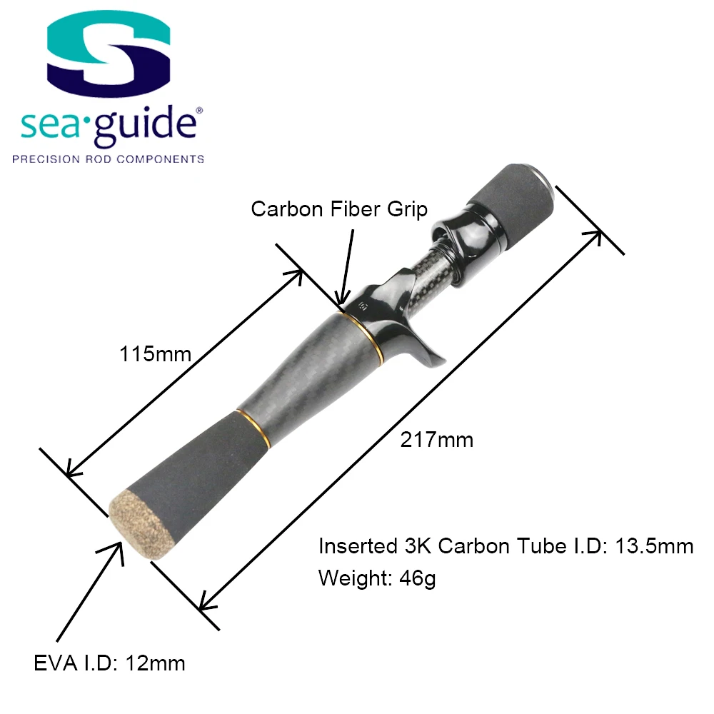 SeaGuide Carbon Fiber Grip Spinning Casting Reel Seat Handle Kit Rod Building Component Trout Rod Ice Rod Repair DIY Accessory