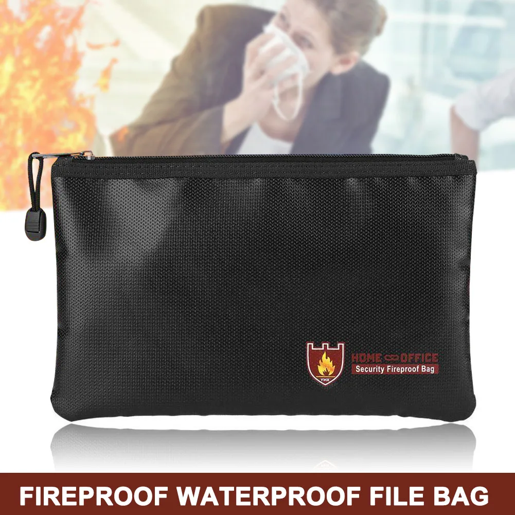 Zipper Folder Fireproof Document Bag Fire Resistant Waterproof Envelope Pouch Safe for Documents Passport Money Files