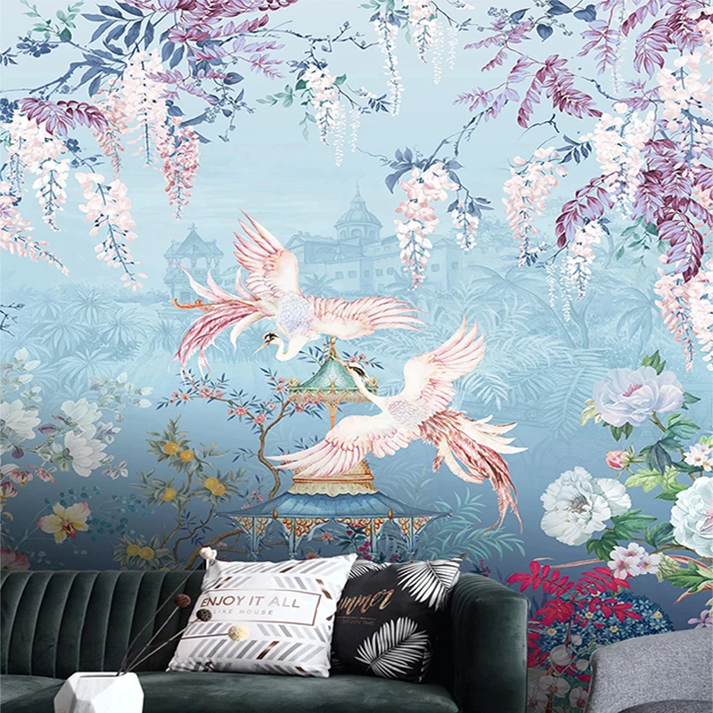 

Custom Mural Wallpaper Chinese Style Hand-painted Flowers And Birds Oil Painting Frescoes Living Room Study Papel De Parede Sala