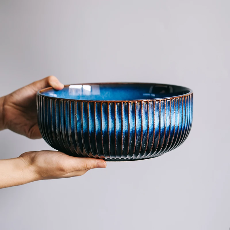 KINGLANG Ceramic Deep Blue Dinner Set Porcelain Tableware Set for 2/4 person Use Bowl Dish