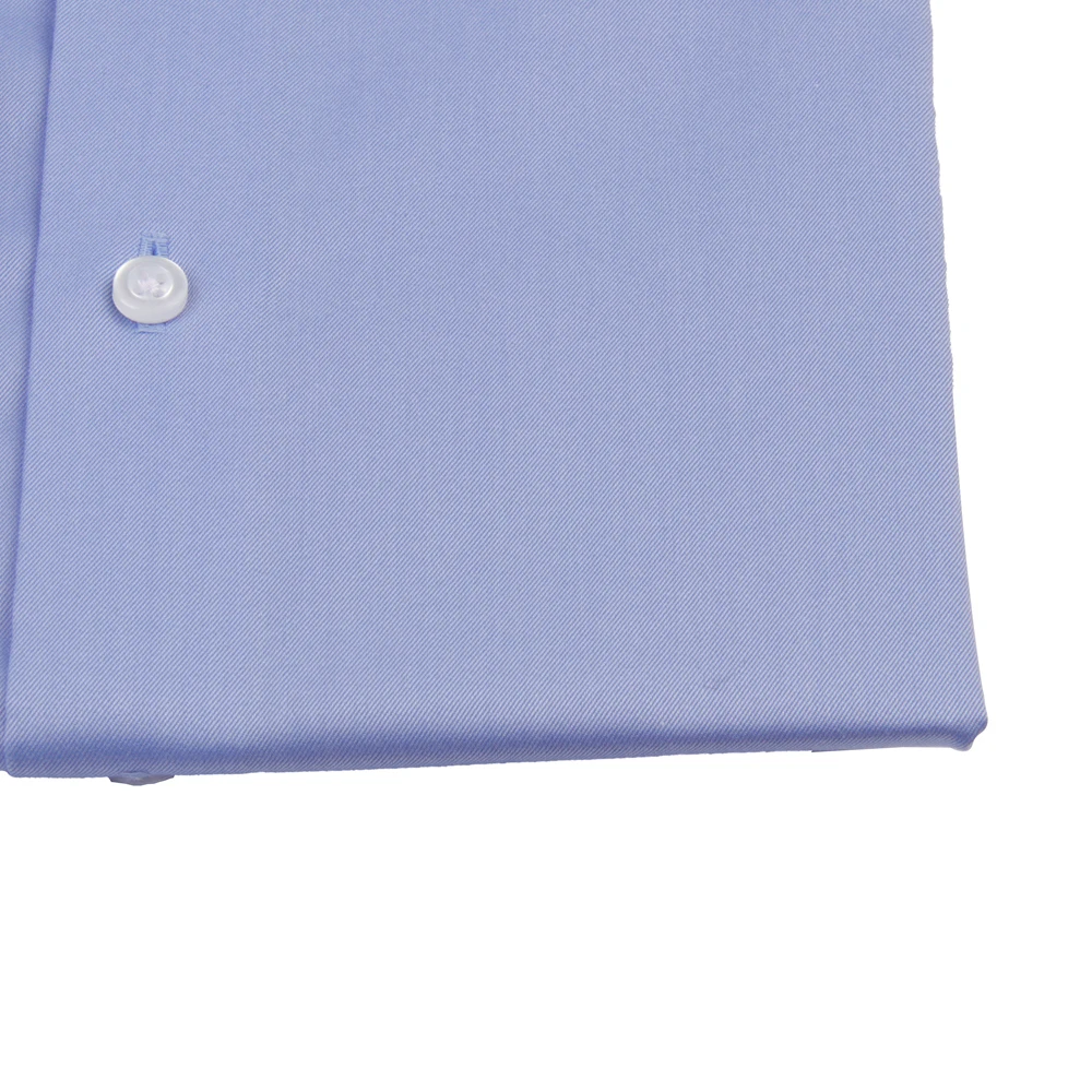 100s 2-ply Luxury Wrinkle Free Dress Shirts Custom Made Cotton Light Blue Business Shirts Tailored Chemise Sur Mesure De Luxe