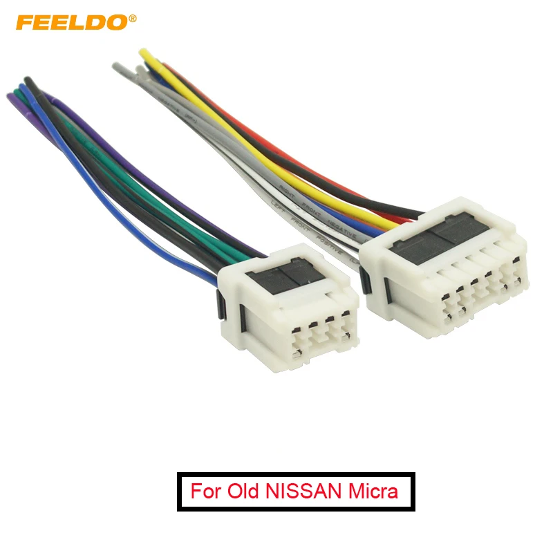 FEELDO 1pair Car Stereo Power Wiring Harness Adapter For Old NISSAN Micra Patrol Skyline Sunny Primera Radio Wire Plug #FD-5712