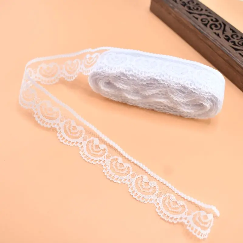 10yards beautiful white african lace fabric ribbon 22mm lace trimmings embroidered  sewing DIY home Costume wedding accessories