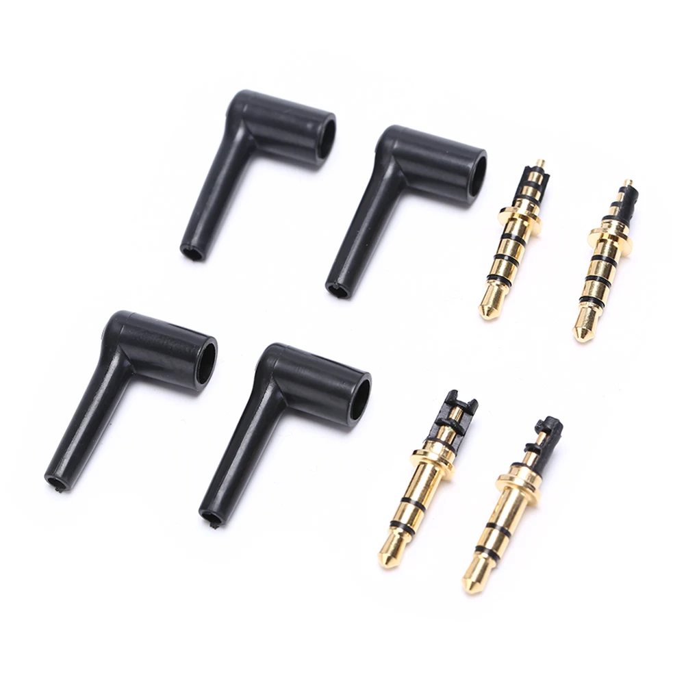 1/ 2pcs/Lot 3.5mm Stereo Headset Plug Jack 3 4 Pole 3.5 Gold Plated 90 Degrees Black Audio Plugs Jack Adaptor Connector