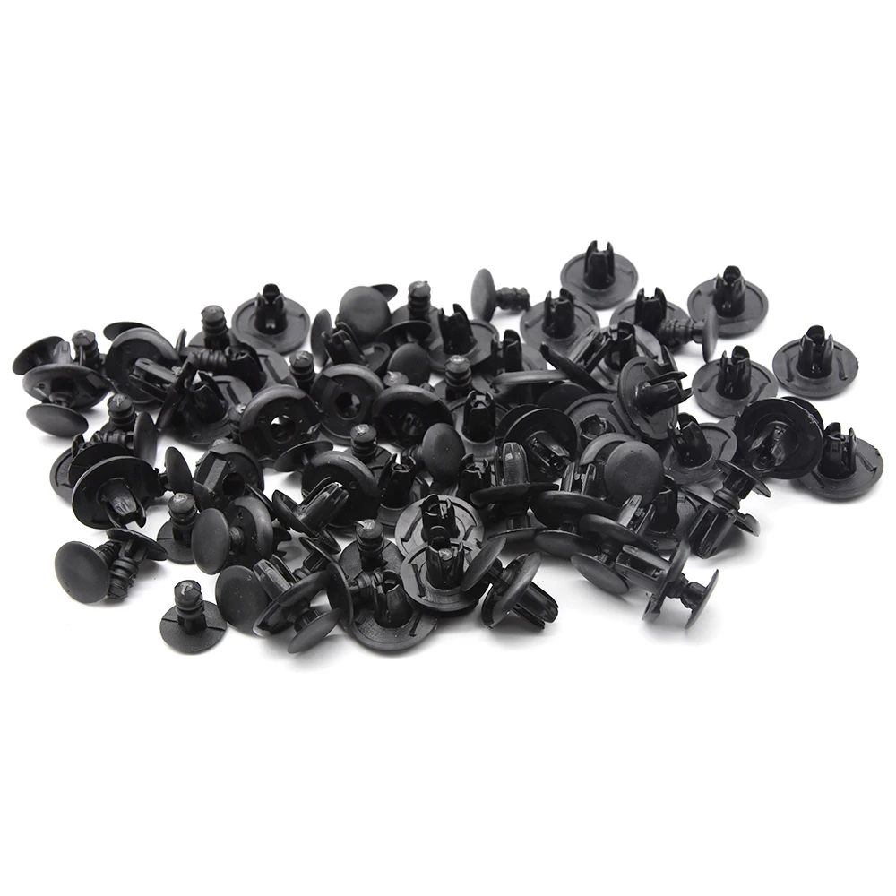 50pcs 8mm 6mm Black Plastic Vehicle Car Bumper Clips Fastener Buckle Interior Trim Card Door Liner Fixed Clamp Fit For Toyota